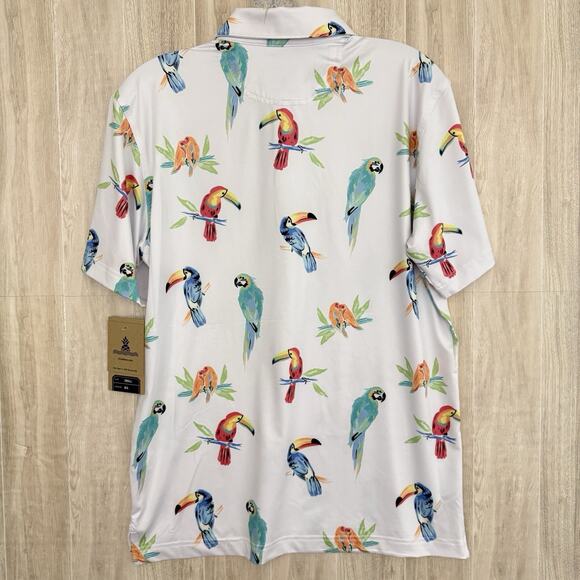 Chubbies Performance Polo 2.0 Shirt Men’s Small The Dude Where's Macaw Parrots - Picture 3 of 16